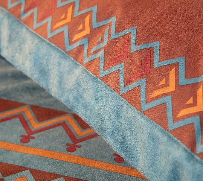 Chezmoi Collection Sedona 7-Piece Southwestern Wild Horses Microsuede Bedding Comforter Set, Full, Turquoise Blue