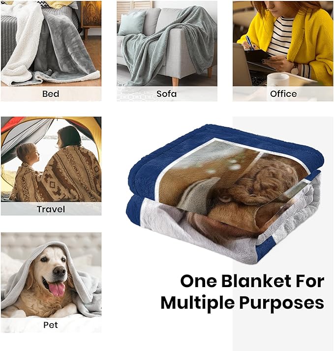 Personalized Pets Blanket with Photos, Custom Blanket for Small Dogs, Personalized Dog Blankets with Picture, Memorial Gifts for Pet Passing Away