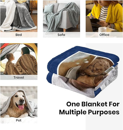 Personalized Pets Blanket with Photos, Custom Blanket for Small Dogs, Personalized Dog Blankets with Picture, Memorial Gifts for Pet Passing Away