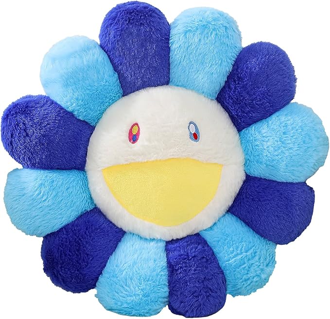 Flower Pillow,Colorful Flower Shaped Throw Pillow,Smiley Face Floor Cushions,Cute Sunflower Plush Pillows,Cute Plushie Room Decor,Valentines Day Decorative Pillows for Bed,Couch,Sofa,Car (Blue,15.7In)
