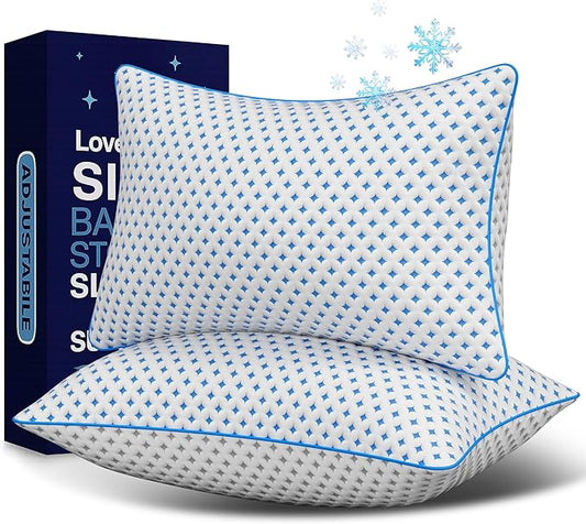 Memory Foam Pillows 2 Pack – Adjustable Loft Cooling Pillows Queen Size Set of 2 for Sleeping, Firm, Supportive, and Breathable Design for Hot, Side, Back, and Stomach Sleepers