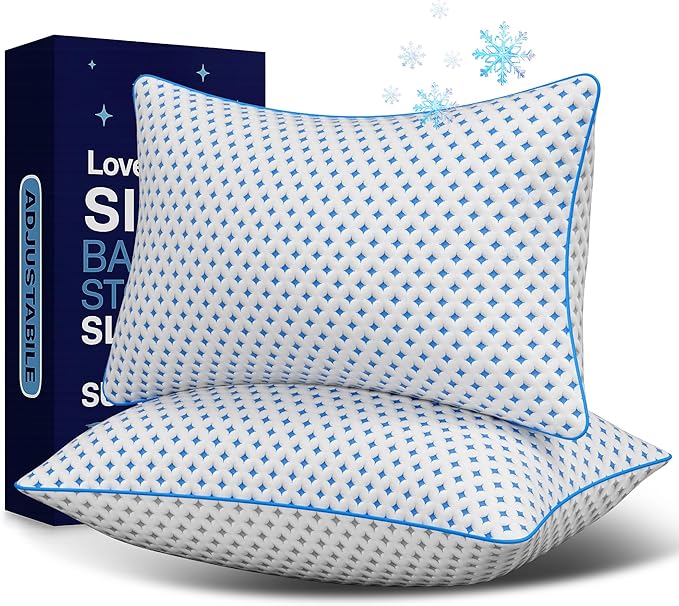 Memory Foam Pillows 2 Pack – Adjustable Loft Cooling Pillows Standard Size Set of 2 for Sleeping, Firm, Supportive, and Breathable Design for Hot, Side, Back, and Stomach Sleepers
