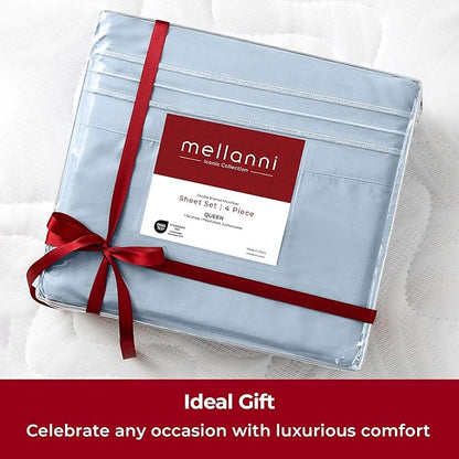 Mellanni Twin XL Sheets Set - 3 PC Iconic Collection Bedding - Hotel Luxury, Extra Soft, Cooling Bed Sheets - Wrinkle, Fade, Stain Resistant (Twin Extra Long, Blue Hydrangea)