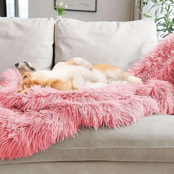 JONIYEAR Extra 2.8" Long Hair Fluffy Faux Fur Throw Blanket 50" x 60", Luxury Soft Decorative Fuzzy Furry Blankets for Couch, Cozy Plush Shaggy Blankets for Sofa Bed, Cute Lovely Blanket for Pet, Pink
