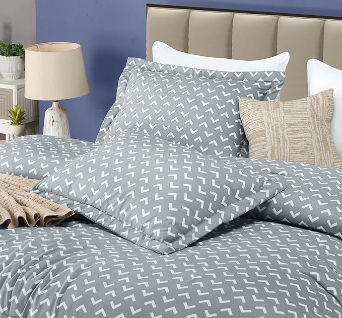 King Comforter Set 3 Piece Arrow White by Utopia Bedding Printed Comforters King Size Bedding Comforters Set Down Alternative Soft Bed Set 1 Comforter(90 x 102 inches) 2 Pillow Shams(20 x 36 inches)
