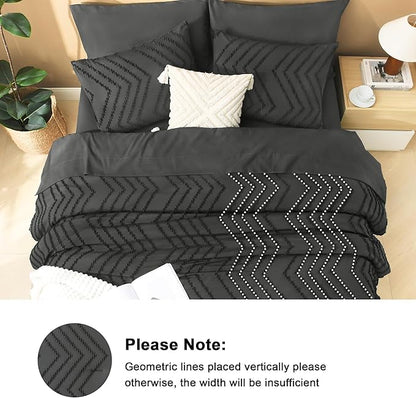 Litanika Dark Grey Full Size Comforter Set with Sheets - 7 Pieces Bed in a Bag Full Tufted Complete Bedding Sets with Comforter, Sheets, Pillowcases & Shams