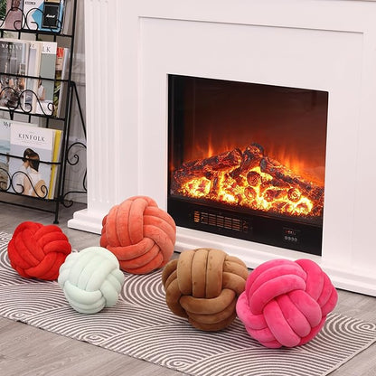 Petrella Knot Pillow Ball Round Throw Pillows Home Decor Cushion Decorative Aesthetic Throw Pillows，Coffee 11inch