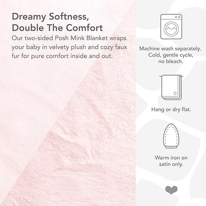 Little Giraffe Posh Mink Baby Blanket - Double-Sided Ultra Soft Plush Fabric, for New Moms, Newborn Must-Have for Girls, Cozy & Cuddly Comfort Blanket, 29" x 35", Pink