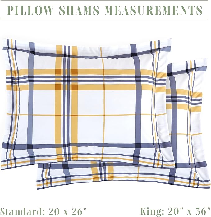 Elegant Comfort 8-Piece Lodge Plaid Reversible Comforter Set - All Season Bed in a Bag, 4-Piece Sheet Set Featuring Smart Pockets, Matching Shams and Decorative Pillow, Twin/Twin XL, Gold
