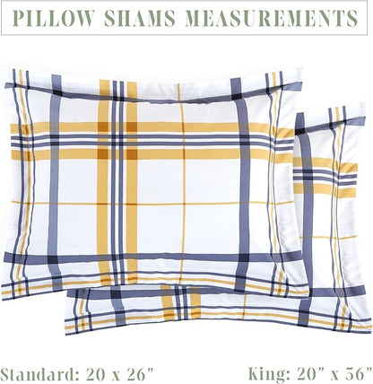 Elegant Comfort 8-Piece Lodge Plaid Reversible Comforter Set - All Season Bed in a Bag, 4-Piece Sheet Set Featuring Smart Pockets, Matching Shams and Decorative Pillow, Twin/Twin XL, Gold