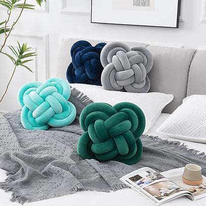 Xiashrk Knot Pillow, Decorative Throw Pillows with Soft Plush for Couch, 12" Knotted Pillows Light Blue Dorm Room Decor Knot Pillow Ball Decorative Cushion for Bed Living Room