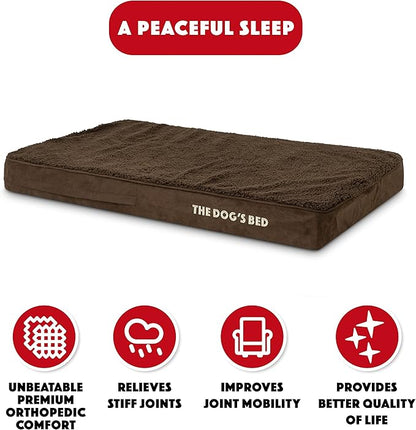 The Dog’s Bed Orthopedic Memory Foam Dog Bed Mattress, Plush Fabric, Brown Plush, L, 4-Inch