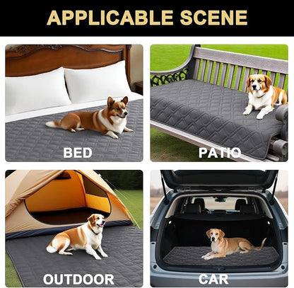 PrinceDeco Grey Dog Blanket Waterproof and Anti-Slip Dog Bed Cover Replacement Washable Pets Blanket Furniture Protector for Couch & Bed,52x82 Inch