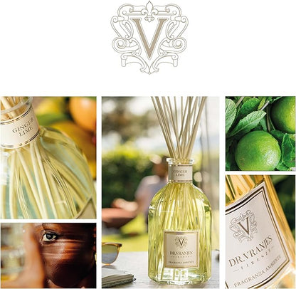 Dr. Vranjes - Ginger Lime 500 ml Reed Diffuser + Elegant Shopping Bag, Bright Fruity & Spicy, Home Fragrance, Made in Italy
