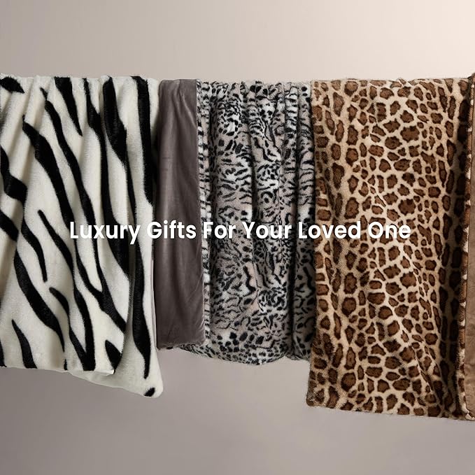 Luxury Faux Fur Heated Blanket Electric Throw - Leopard Print Ultra Soft Thick Warm Heated Blanket, 6 Heating Levels & 12 Hours Auto-Off, ETL Certified, Washable, Luxurious Gifts, 50''x60''
