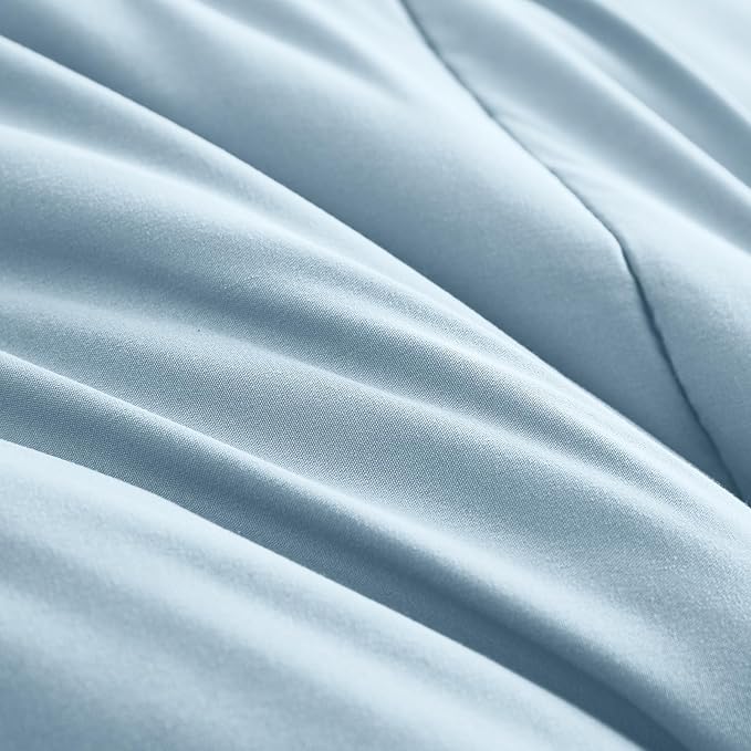 Maple&Stone Full Size Comforter Sets 7 Pieces Bed in a Bag - Down Alternative Bed Set with Comforter, Sheets, Pillowcases & Shams, All Season Lightweight Bedding Set, Light Blue