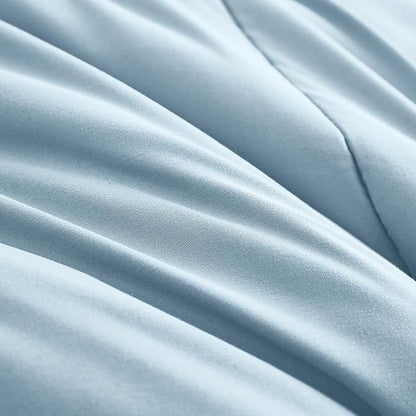 Maple&Stone Light Blue Comforter Set Queen 7 Pieces Bed in a Bag - Down Alternative Bed Set with Comforter, Sheets, Pillowcases & Shams, All Season Lightweight Bedding Set, Light Blue