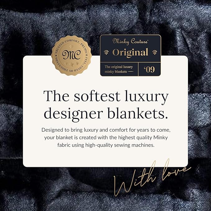 Minky Couture Sorbet Blanket - Ultra-Soft Throw for Silky Smooth Comfort - Premium Decorative Throw Blanket - Midweight, Breathable Fabric - Machine Washable Travel, Black