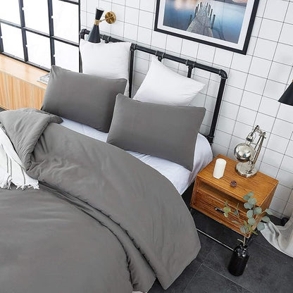 Houseri Dark Grey California King Comforter Set 3 Pieces Solid Gray Bedding Sets Cal King Men Women Comfy Fluffy Plain Grey Comforters Soft Lightweight Deep Gray All Grey Bed Quilts Blankets Cal King