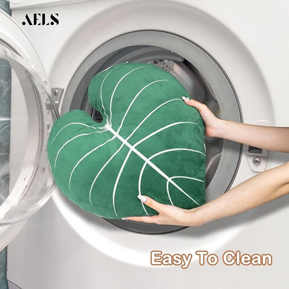 AELS Set of 2 3D Leaves Decorative Throw Pillows, 23.6"& 19" Alocasia Frydek Plush Pillow Set for Plant Lovers Garden Lovers, Living Room Bedroom Nursery Decor, Light Green & Dark Green