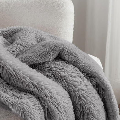 Bedsure GentleSoft Fuzzy Sherpa Faux Fur Twin Blanket Grey Cozy Gifts for Women Men, Soft Fleece Plush Warm Minky Thick Blanket Twin Size for Bed, Couch, Dorm Essentials Grey Room Decor Gifts, 60x80