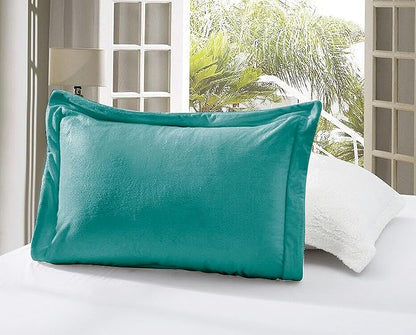Elegant Comfort Super Soft Sherpa Comforter 3-Piece Set Premium Quality, Heavy Weight Reversible Down Alternative Micro-Suede, Sherpa Comforter, Cal King, Tropical Teal
