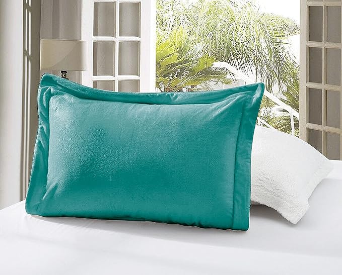 Elegant Comfort Super Soft Sherpa Comforter 3-Piece Set Premium Quality, Heavy Weight Reversible Down Alternative Micro-Suede, Sherpa Comforter, Queen, Tropical Teal