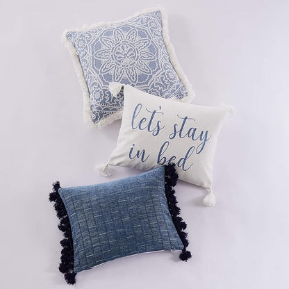 Levtex Home Villa Lugano Bennett - Decorative Pillow (14 x 18in.) - Stay in Bed - Blue and White