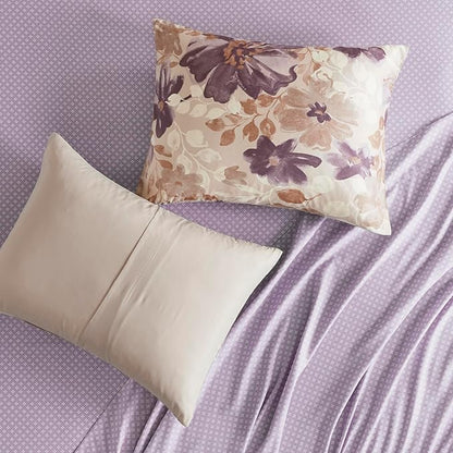 Madison Park Essentials Comforter Set with Sheets, Floral Bed in A Bag Microfiber Comforter, Shabby Chic King Bedding Set Diamond Printed Sheet, Luna, King, Taupe 7 Piece