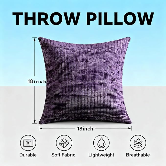 Decorative Couch Pillow Covers SofaThrow pillows with inserts included Bohemian-Style Country Cushion Cover Suitable for Beds, Sofas, Living Rooms, and Home Decor 2pack 18X18 inch.(Anemone Purple)