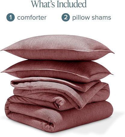 Bare Home Comforter Set - King Size - Ultra-Soft - Goose Down Alternative - Premium 1800 Series - All Season Warmth Comforter (King, Heathered Rosewood)
