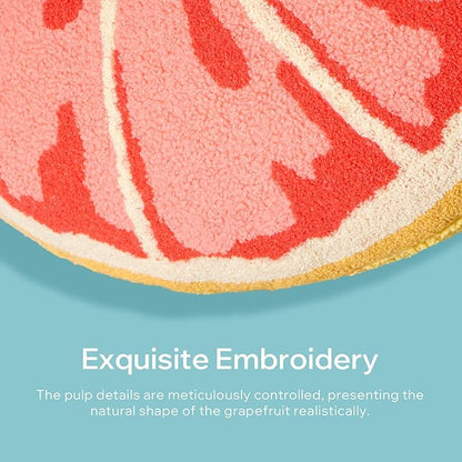 Phantoscope Fruit Shaped Pillows Series Grapefruit Shaped Throw Pillow, Fun Home Decor of Fruit Themed Shaped Cushions, Decorative Shaped Pillow for Couch Bed, Pink and Yellow, 19.5 x10 inches