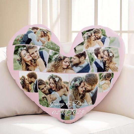 Custom Pillow for Couple on Valentine's Day, Customized Photo Gifts for Him, Personalized Gift for Boyfriend from Girlfriend, Birthday Present, Romantic (Pillow Insert Included)