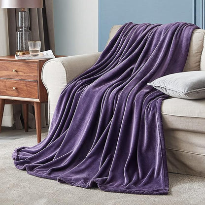 Hansleep Fleece Queen Blanket for Bed Fleece Purple, Queen Size Super Soft Flannel Fuzzy Plush Cozy Blanket for All Seasons, Purple, Queen 90x90 Inches