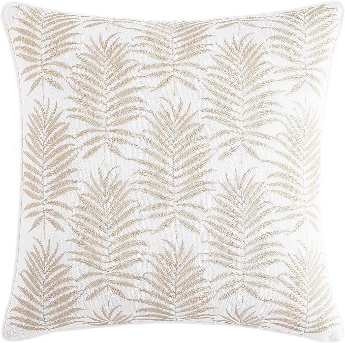 Tommy Bahama Throw Pillow Super Soft Constructions, Ideal for Couch or Bed, Tropical Home Essentials, 20" x 20", Field of Fronds Beige