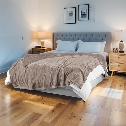 Electric Heated Blanket 62"x84" Twin Size Flannel Heated Blanket, Cozy & Warm for All Night, 4 Heat Settings & 10 Hours Auto Off, Machine Washable, Linen