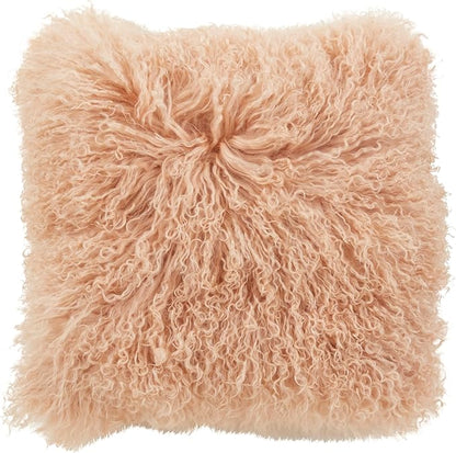 SARO LIFESTYLE Mongolian Lamb Fur Poly Filled Throw Pillow