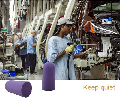 Fan Wu Soft Foam Earplugs 50 Pairs – 32dB Noise Reduction for Sleeping, Travel & Work | Slow Rebound Comfort Fit | Latex-Free Hearing Protection | Purple | Standard Size