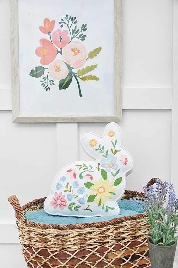 C&F Home Easter Bunny Rabbit Cotton Blend Shaped Accent Pillow 14" x 14" Spring Springtime Home Living Room Sofa Couch Chair Bed Bedroom Decor Decoration 14" x 14" Multicolored