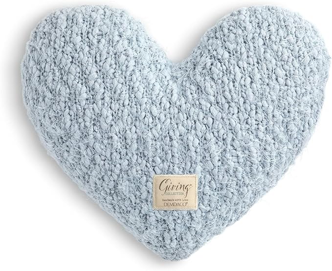 DEMDACO Soft Blue Heart Shaped 10 x 11 inch Weighted Plush Decorative Throw Giving Pillow