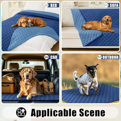 Smiry Waterproof Dog Bed Cover Blanket, Soft Reversible Pet Blanket, Washable Leakproof Cats Dogs Couch Cover for Sofa, Couch, Furniture (30x70 Inch, Navy/Blue)