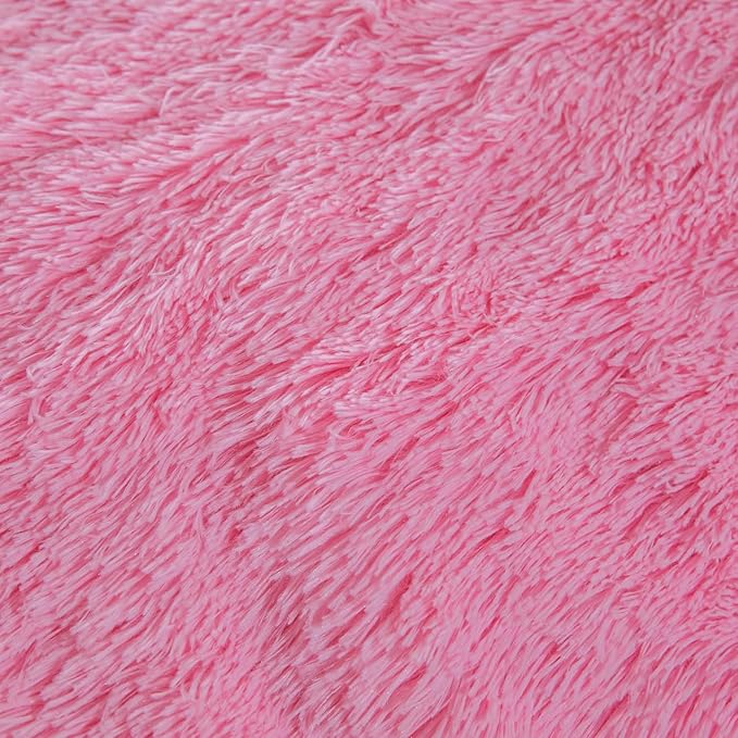 chovy Faux Fur Plush Pink Comforter Sets King - Ultra Soft Shaggy Flannel Velvet Fluffy Fuzzy 3PC Bedding Set （Comforter x 1 Pillowcases x 2）