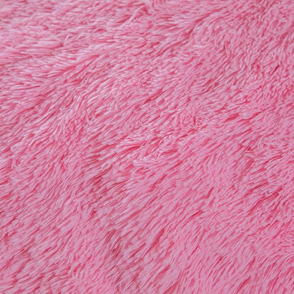chovy Faux Fur Plush Pink Comforter Sets King - Ultra Soft Shaggy Flannel Velvet Fluffy Fuzzy 3PC Bedding Set （Comforter x 1 Pillowcases x 2）