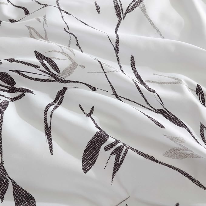 Kenneth Cole - Comforter Set, Super Soft Bedding with Matching Shams & Bonus Throw Blanket, Luxurious Home Decor (Ink Wash Vine Charcoal, Queen)