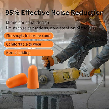200 Pairs Foam Ear Plugs - 38dB(NRR 33dB) Noise Reduction Disposable Earplugs for Shooting, Sleeping, Work & Construction Site