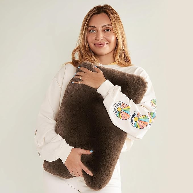 UnHide Squish Lumbar Pillow - Faux Fur Pillow - Extra Soft Throw Pillow - Rectangular Shaped, Polyester Fill - Machine Washable - Perfect for Living Room Or Bedroom - 10” x 18” - Chocolate
