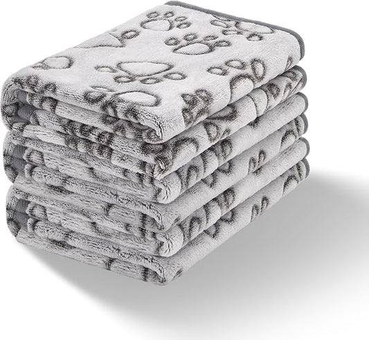 Stuffed 3pcs Premium Soft Dog Blankets for Small Dogs, Cat Blanket Calming Washable for Bed Couch Crate Protection Cover, Dog Puppy Kitten Essentials Christmas Dog Gifts, 24 * 32 inches, Grey