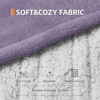 Heated Blanket 50''x60''-Soft and Comfortable Electric Throw,5 Heat Settings and 3H Auto Shut-Off Heating Blanket ETL&FCC Certification Machine Washable (Dusty Purple)