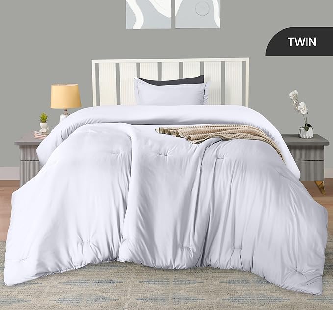 Twin Comforter Set 2 Piece White by Utopia Bedding, Comforters Twin Size, Bedding Comforters Sets, Down Alternative Soft Bed Set, 1 Comforter (64 x 88 inches) 1 Pillow Shams (20 x 26 inches)