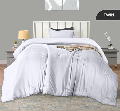 Twin Comforter Set 2 Piece White by Utopia Bedding, Comforters Twin Size, Bedding Comforters Sets, Down Alternative Soft Bed Set, 1 Comforter (64 x 88 inches) 1 Pillow Shams (20 x 26 inches)
